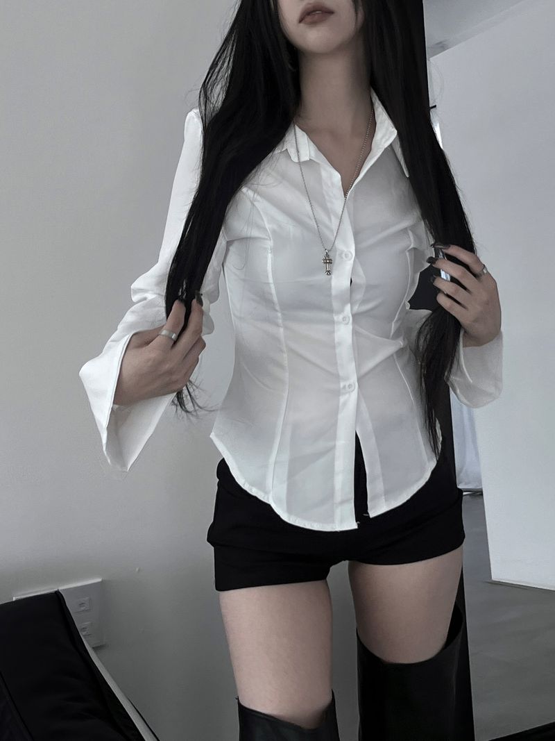 back corset cuff shirt (2color)