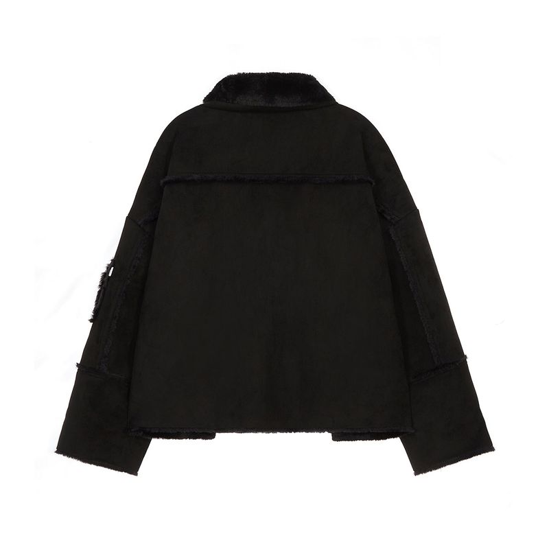 [ULKIN] Oversized Fur Suede Jacket_Black