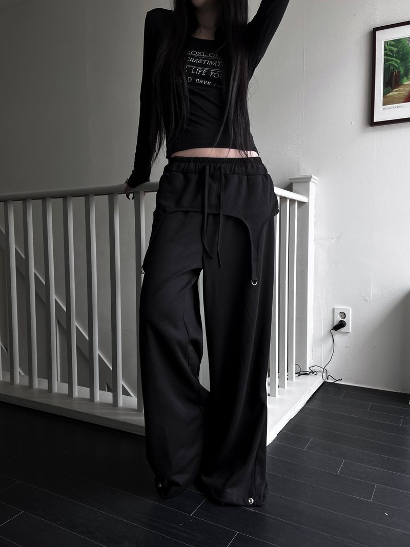 D-ring snap wide pants (2color)