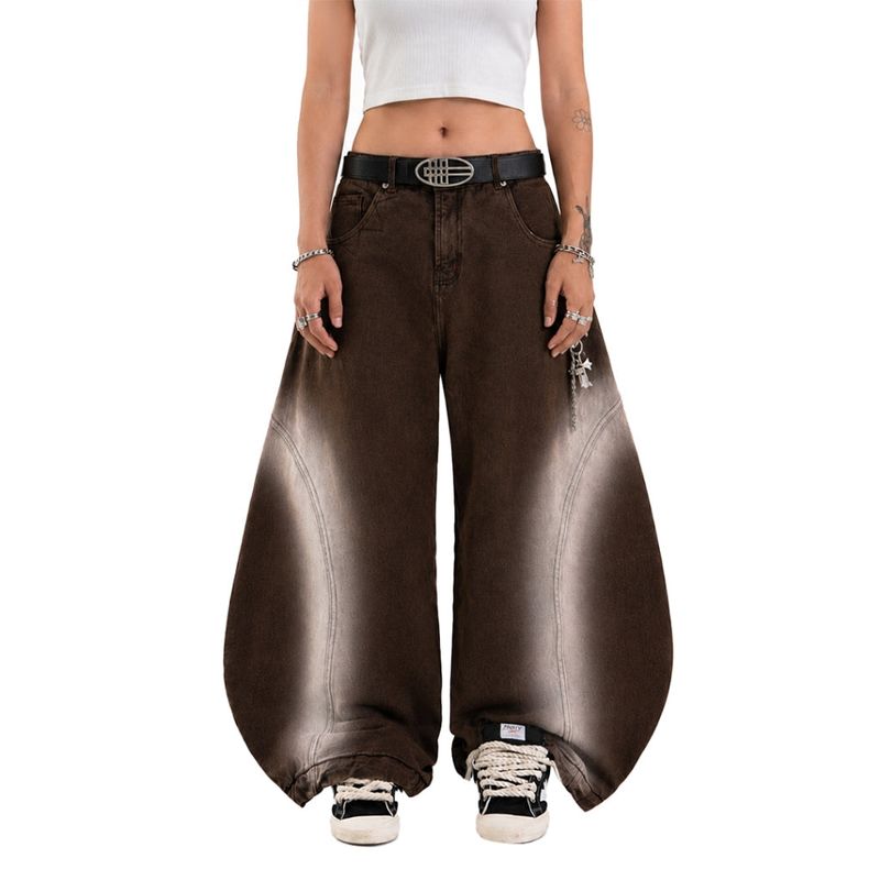A1 Low Waist Wide Barrel Ladies Jeans - Grain Dual Choco Latte