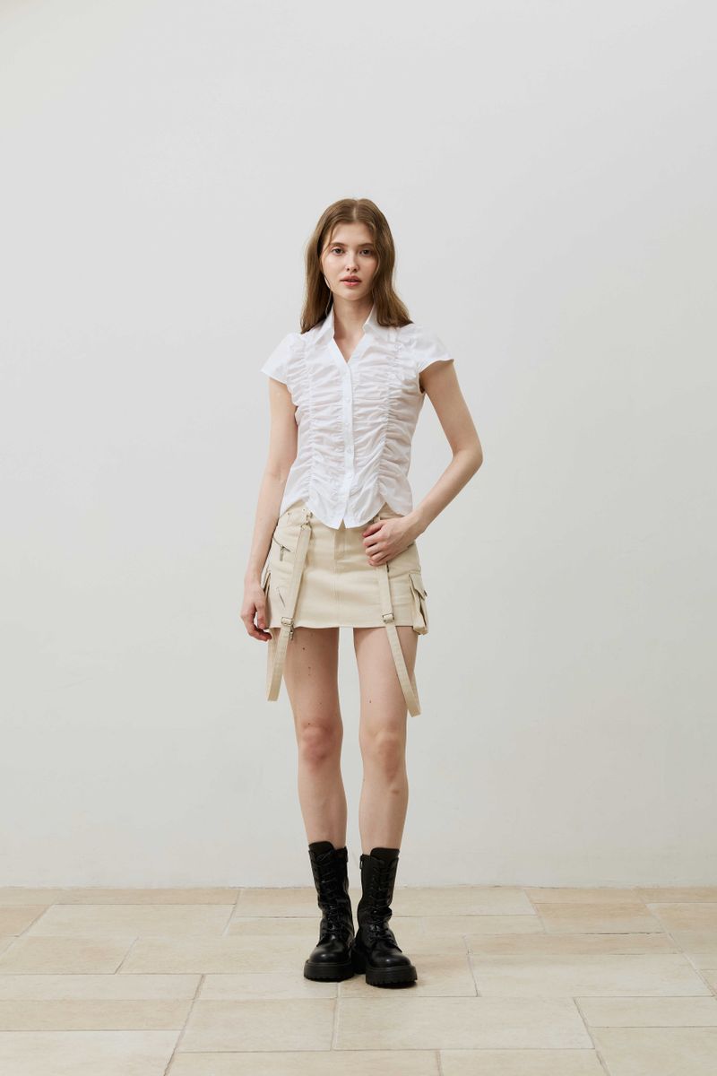 SYLPH SHIRRING SHIRT / WHITE