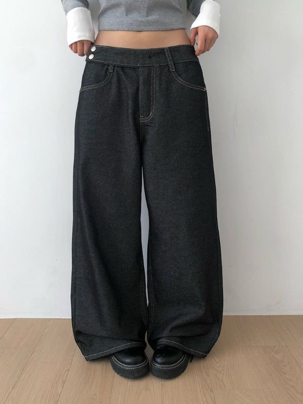 anyonemore（エニーワンモアー）の「26SS★ [MADE/Non-Fade] フロント2ボタンステッチワイド生デニムパンツ（パンツ）」