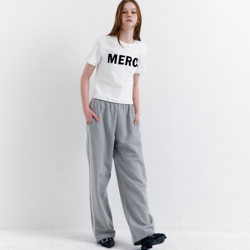 Lace Lining Track Pants_Melange Gray