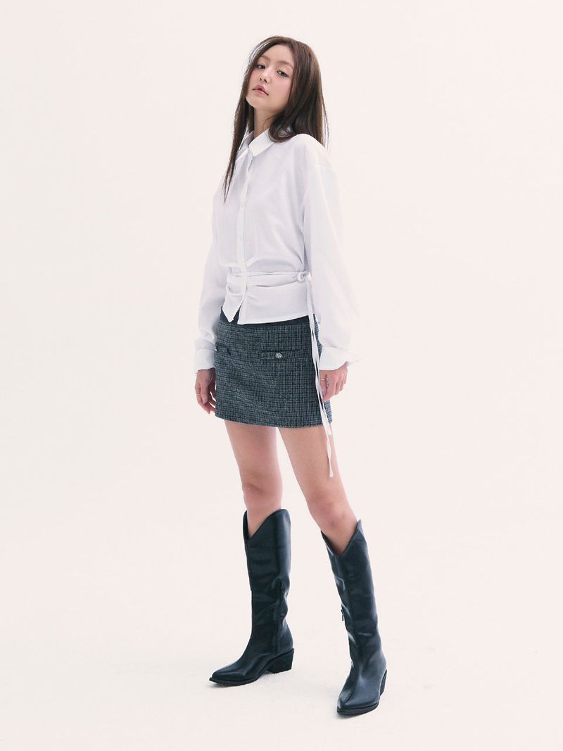 Leona shirring shirts WHITE