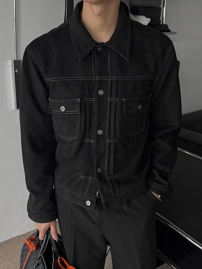 ASCLO Suede Crop Trucker Jacket (4color)