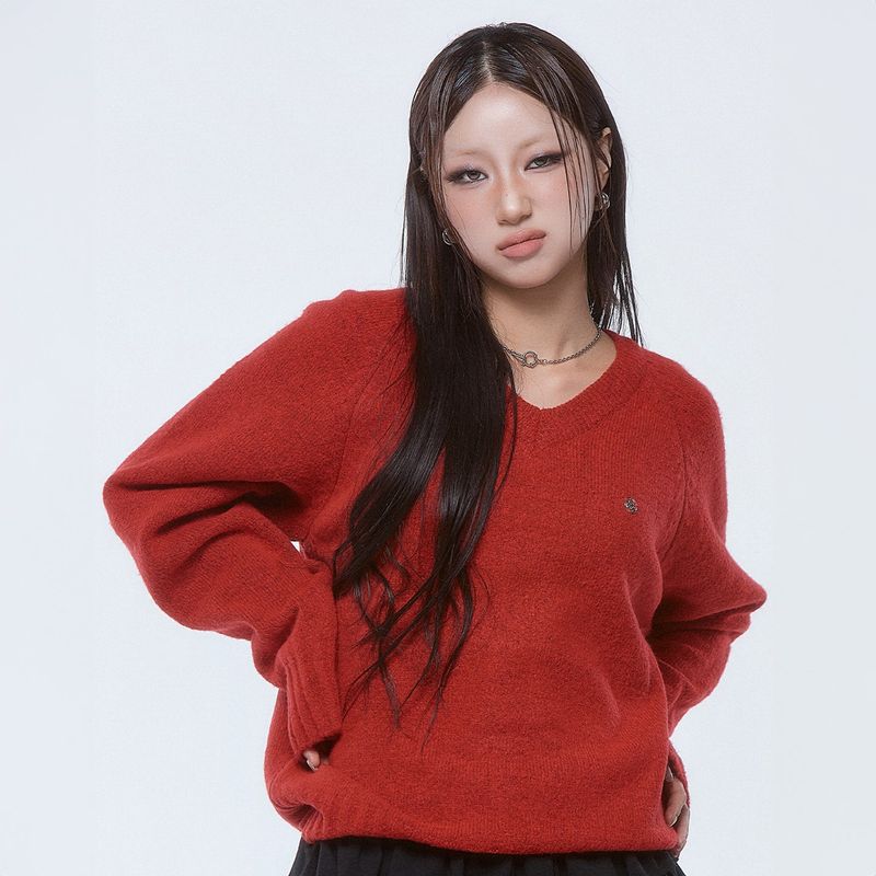 (DUC) Raglan Knit Red