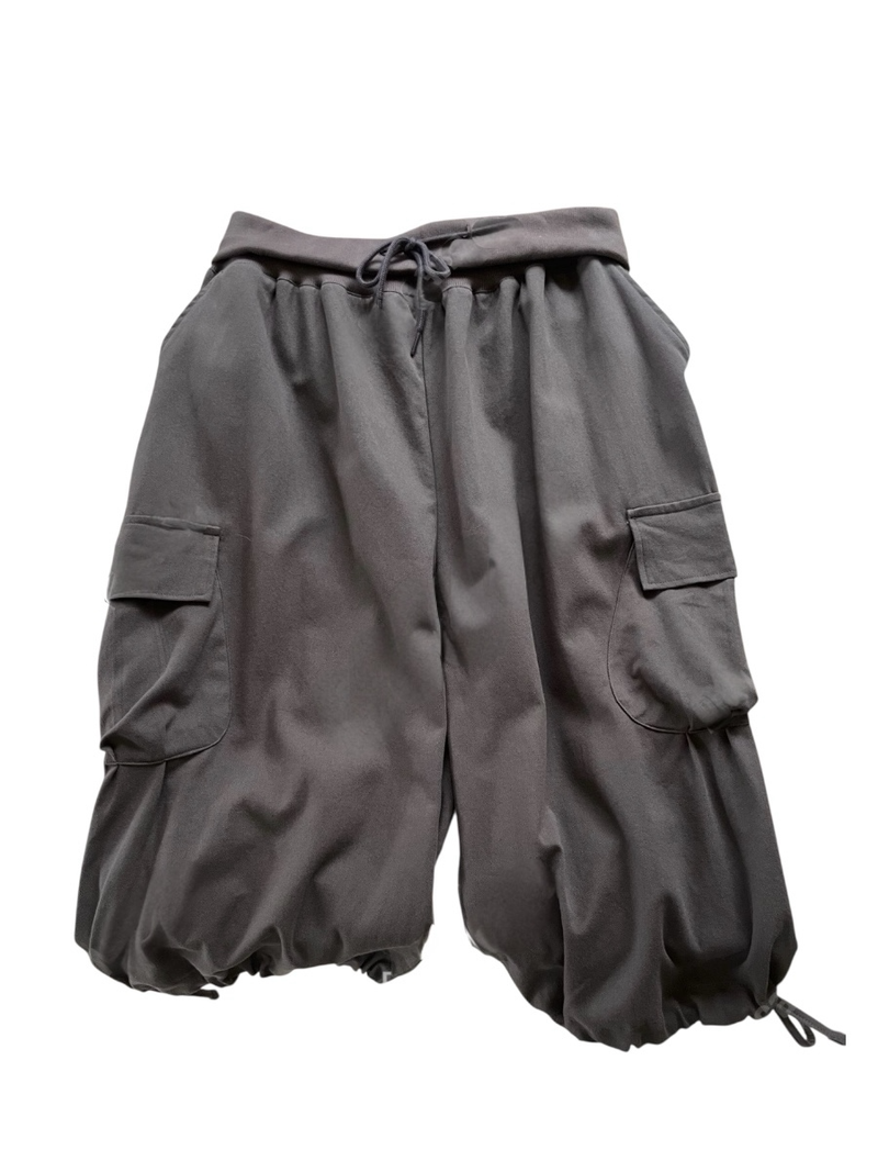 fold shirring cargo capripants