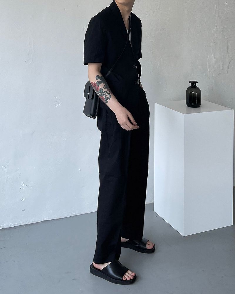 ECT linen two-tuck long pants slacks (2 colors)