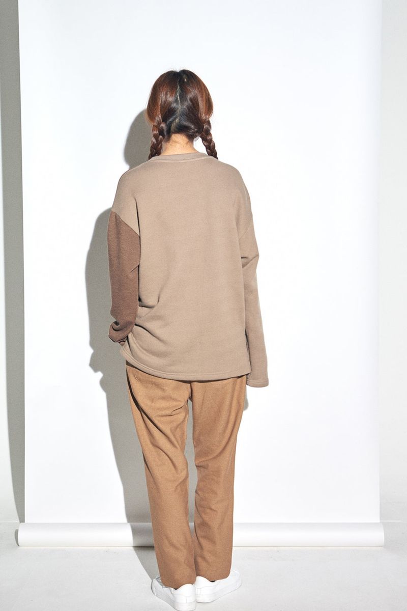 KNIT X TERRY COMBINATION POCKET TEE (Beige)