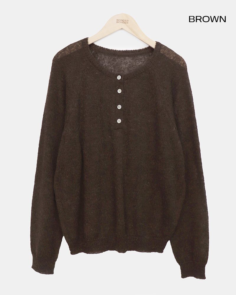Teran Raglan Button Round Knit