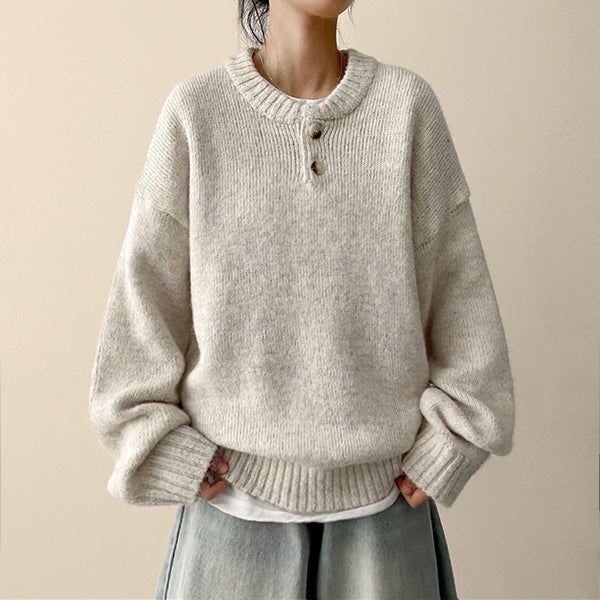 Dove Dotom Henry Neck Snap Round Knit