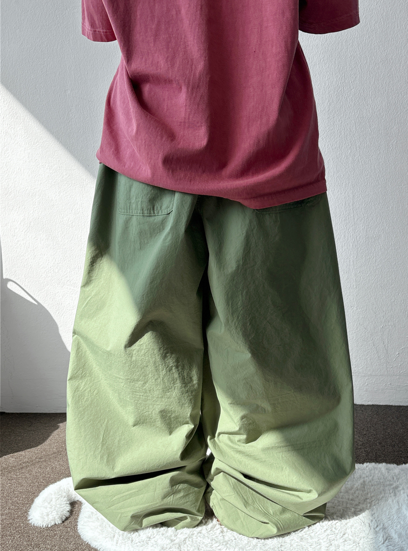 Billion Parachute Balloon Pintuck String Wide Long Pants 3 Colors 