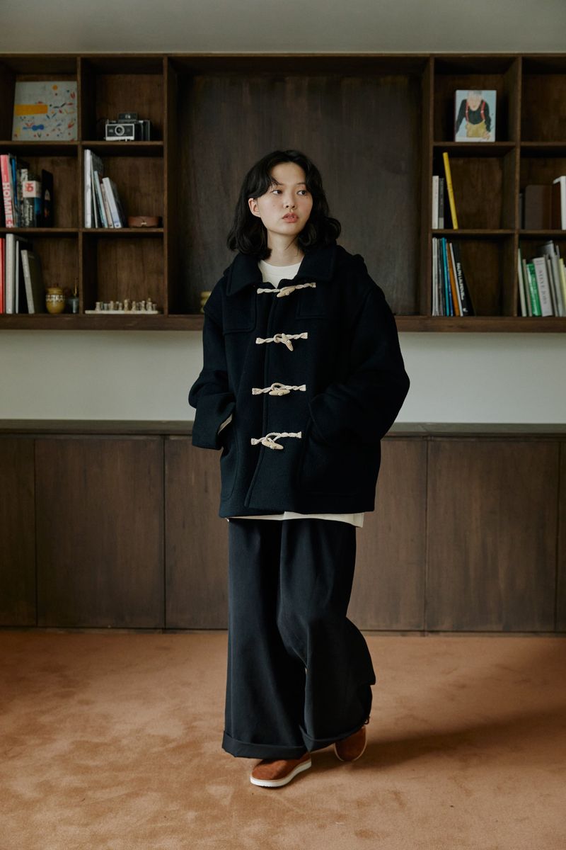 unisex half duffle coat black