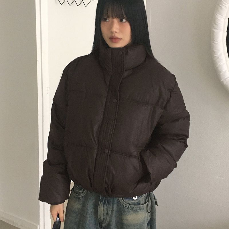Yukan Matt Basic Oversized Fit Short Padded Jacket