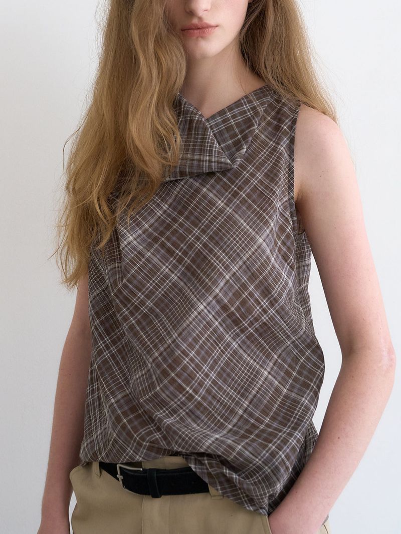 Celine cowl blouse (Check)