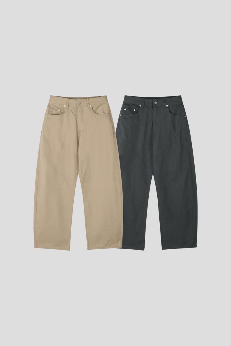 Neutral Triple-Stitch Cotton Pants (2 Colors)