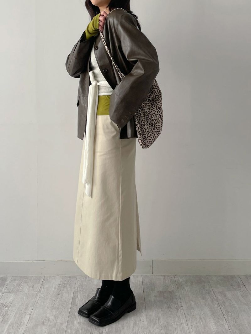 Hunt No Collar Loose Fit Leather Jacket