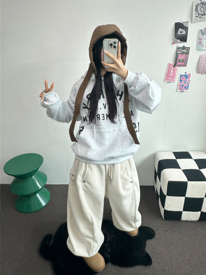 BOTH-SIDES FLEECE SNAP LONG PANTS 🧸🩵🤍6COLOR