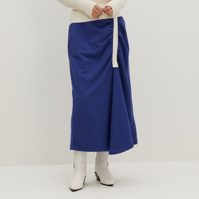 Shirring Jerjey Skirt Blue