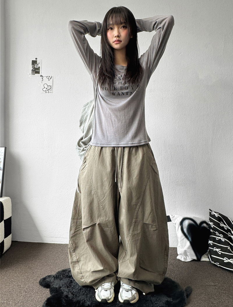 Hita Balloon Curve Cotton Long Pants 3 Color 
