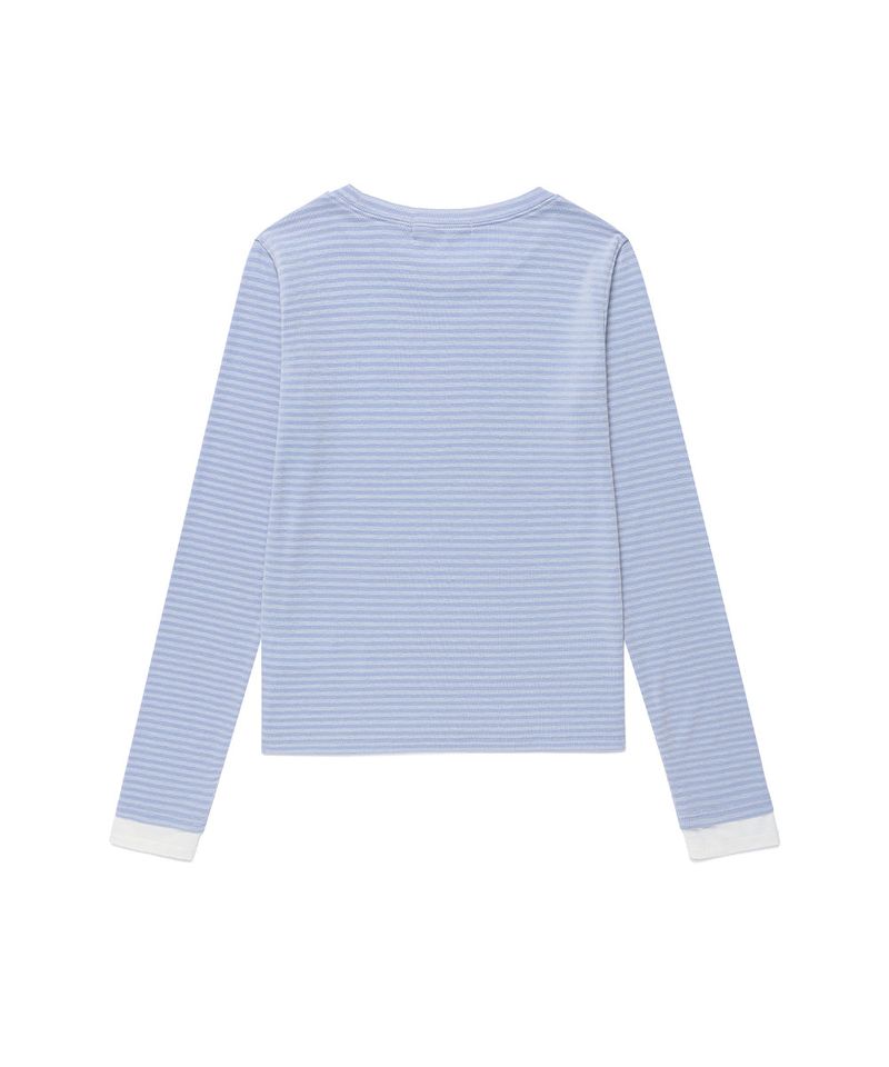 STRIPED MUSIC NOTE LS TEE BLUE(CV2GFFT554A)