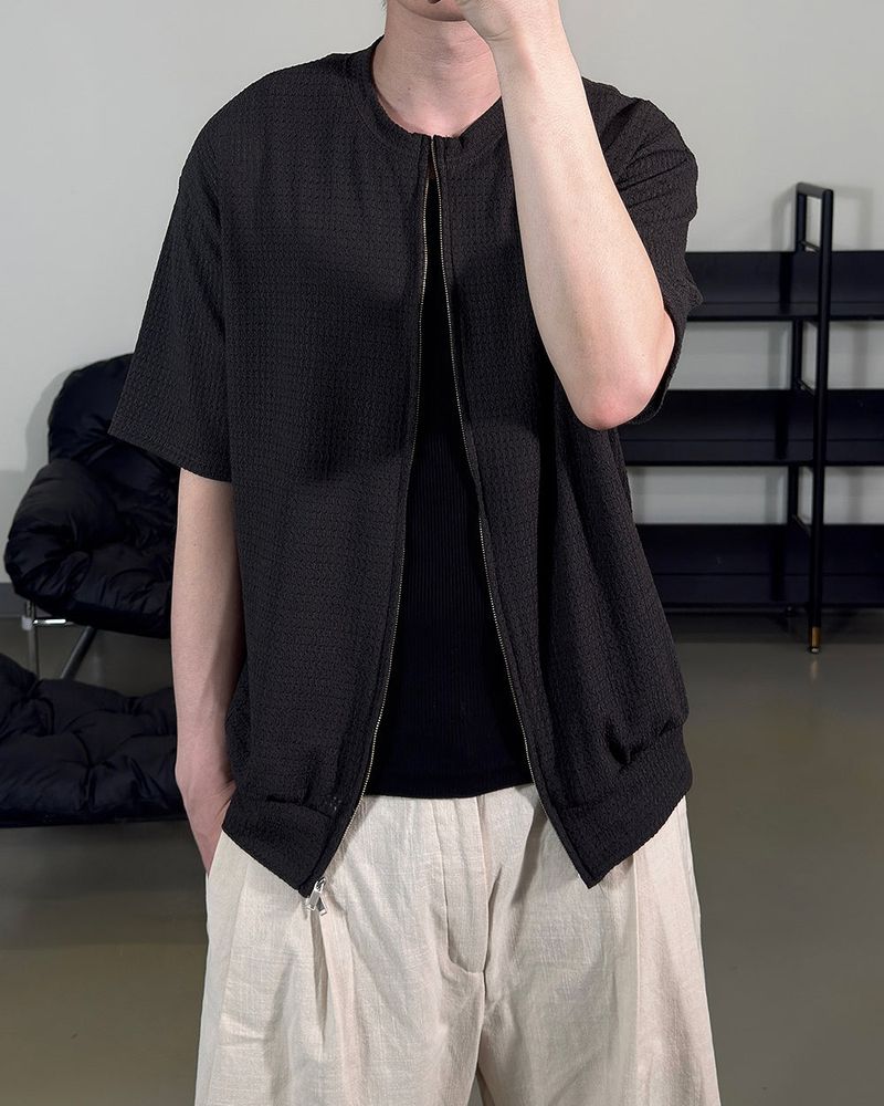 Rell Short Sleeve Knit Zip-Up