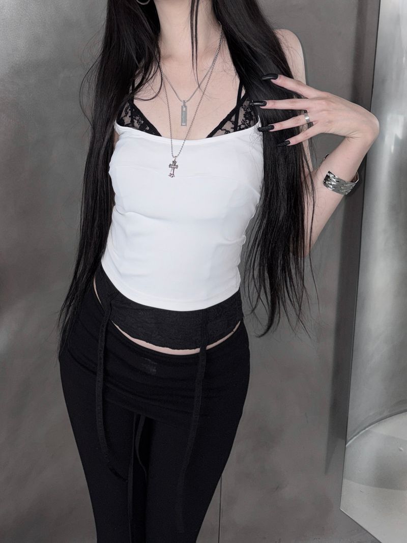 lace bra layered top (2color)