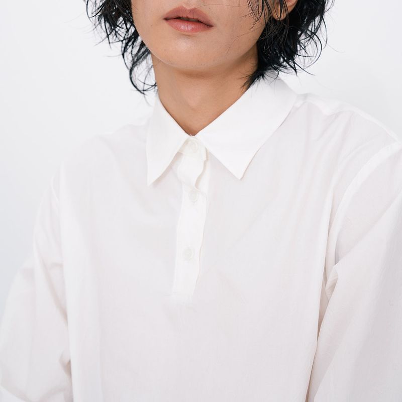 Crinkle Basic Shirts [White]