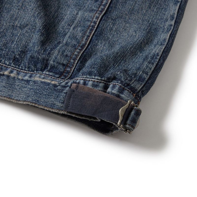 Mounted denim short jacket / Vintage blue