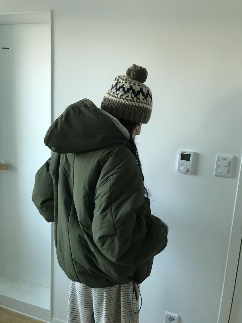 Matte Snap Hooded Padded Jacket (2 Colors)