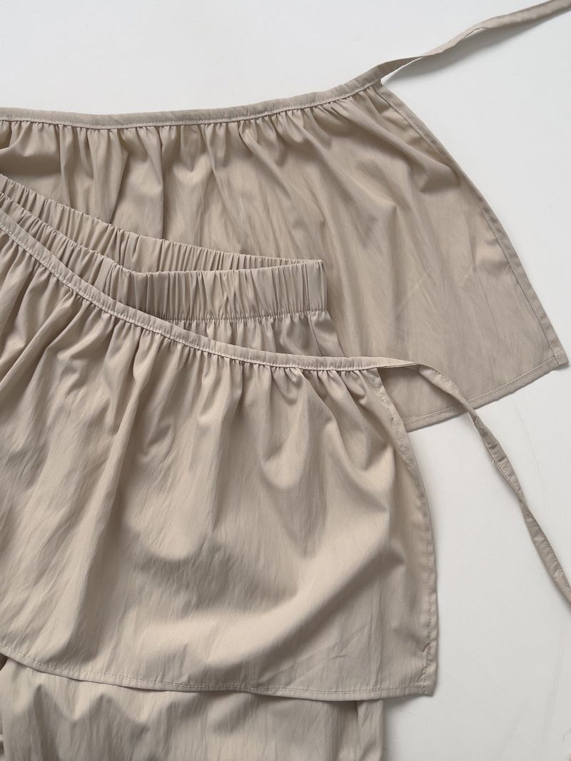 Frill Wrap Nylon Wide Pants