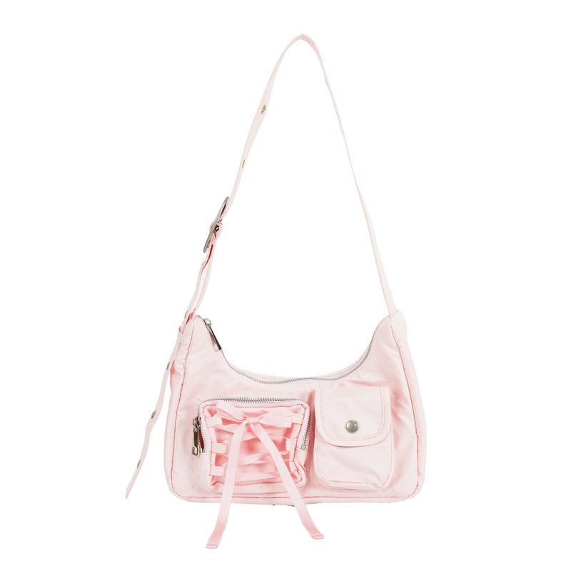 Nylon ribbon hobo bag_pink