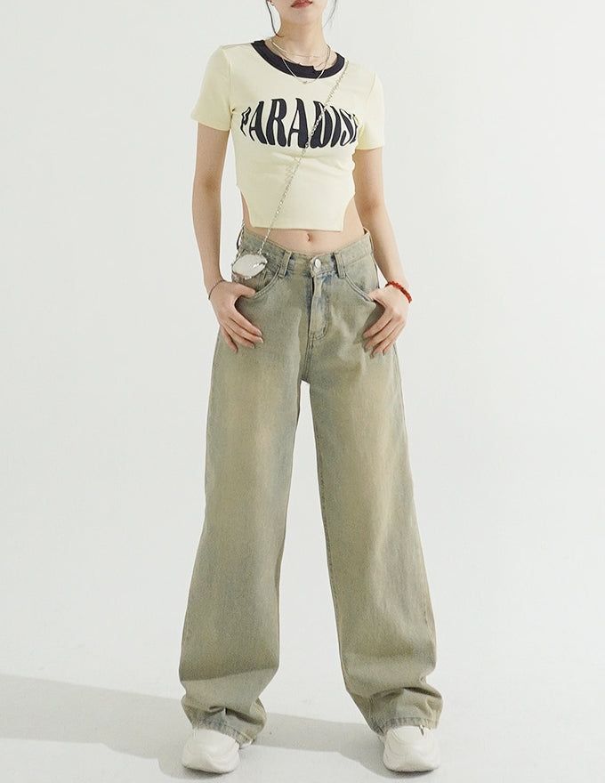 Paradise Side Cutting Cropped T-Shirt