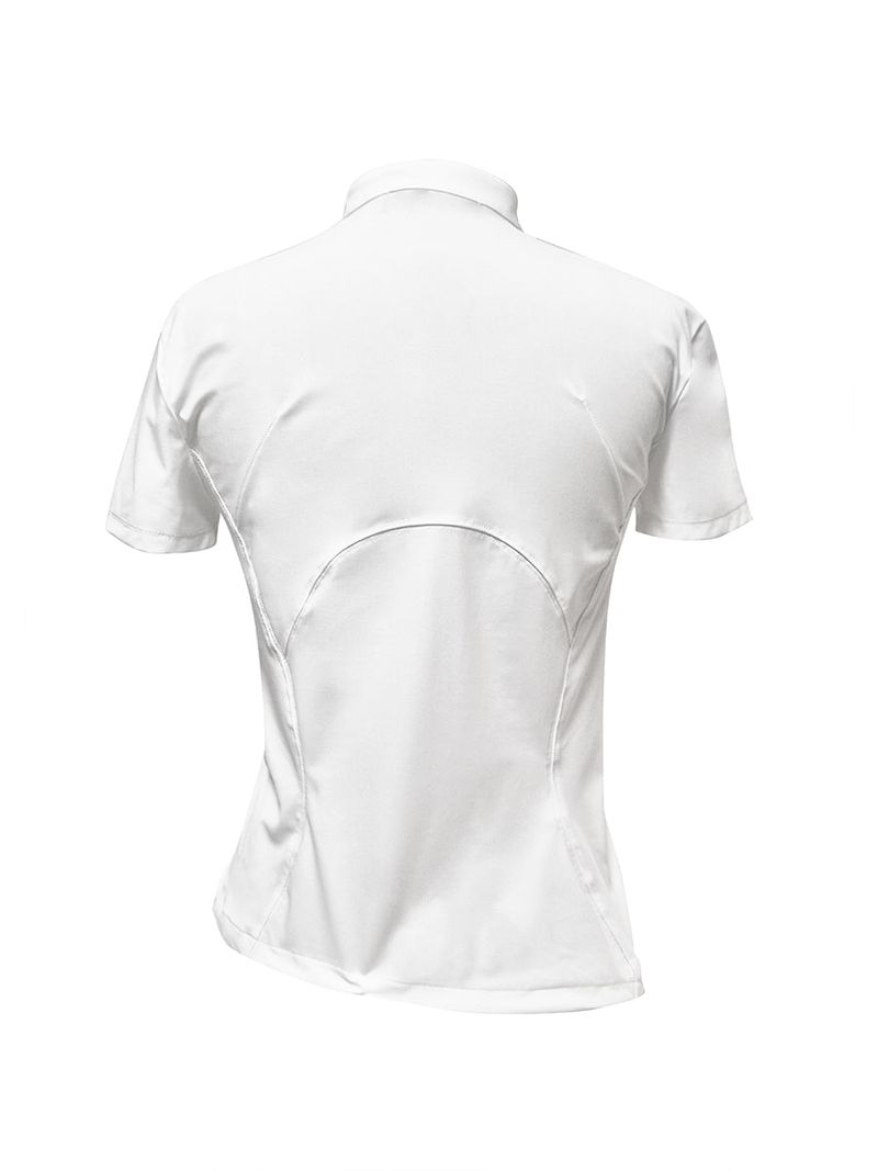  CURVED ZIP-UP SHIRT . WHITE