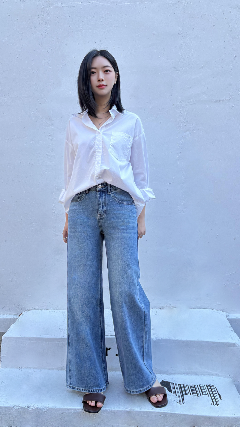 WIDE REGULAR DENIM PANTS code 25002