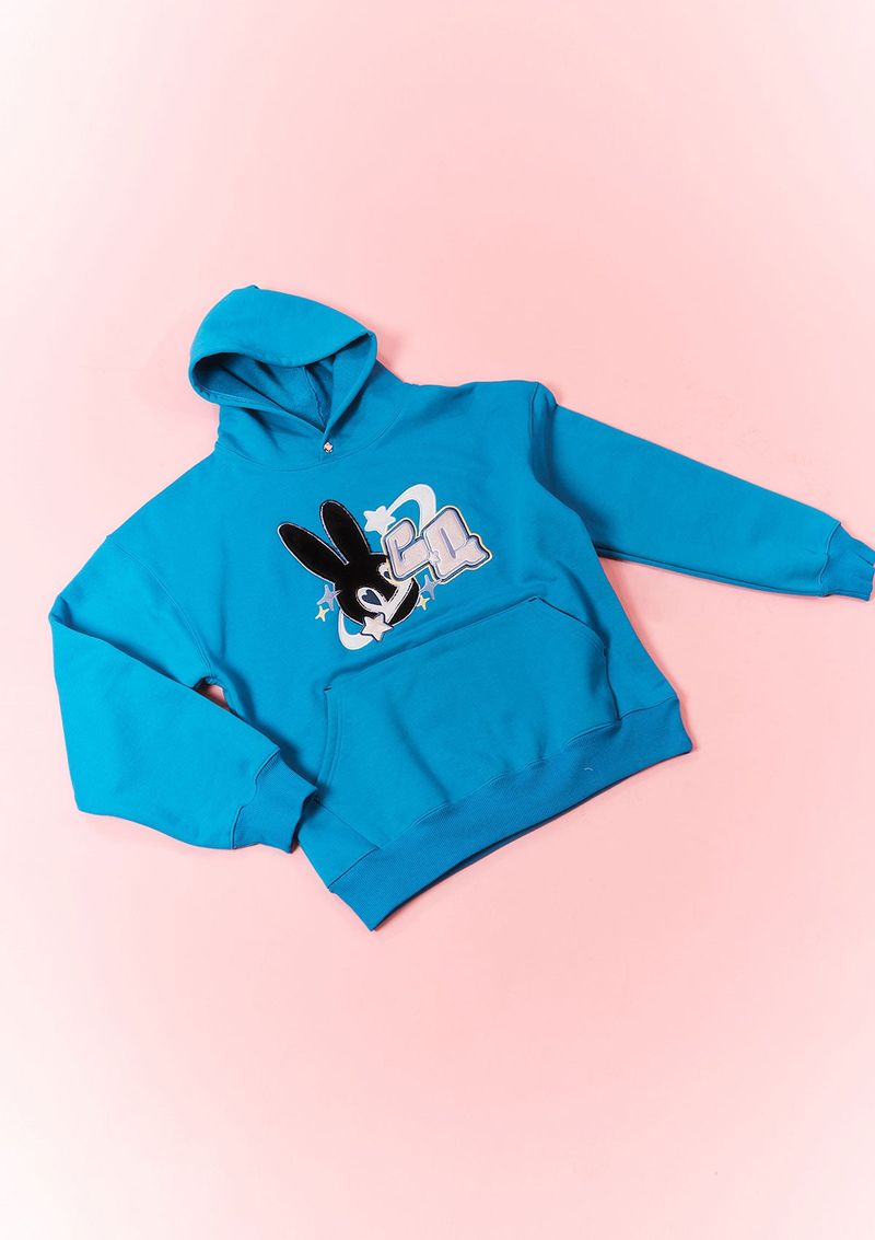 fur bunny planet hoody - blue