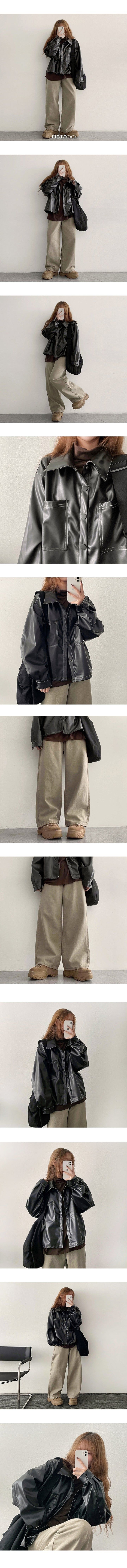Stitch Pocket Leather Shirt jk