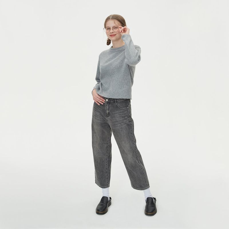 ROUND NECK WOOL KNIT_GRAY