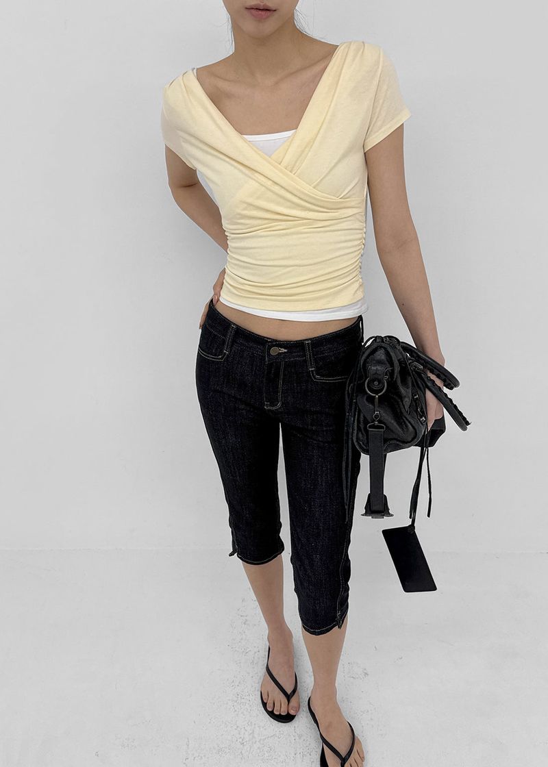[MADE] Cujes Wrap Cap Sleeve Short Sleeve Top (Set Available)