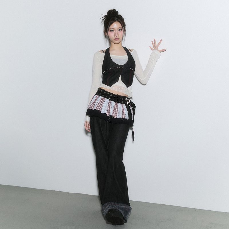 (2nd reorder) pleats layered belt - red