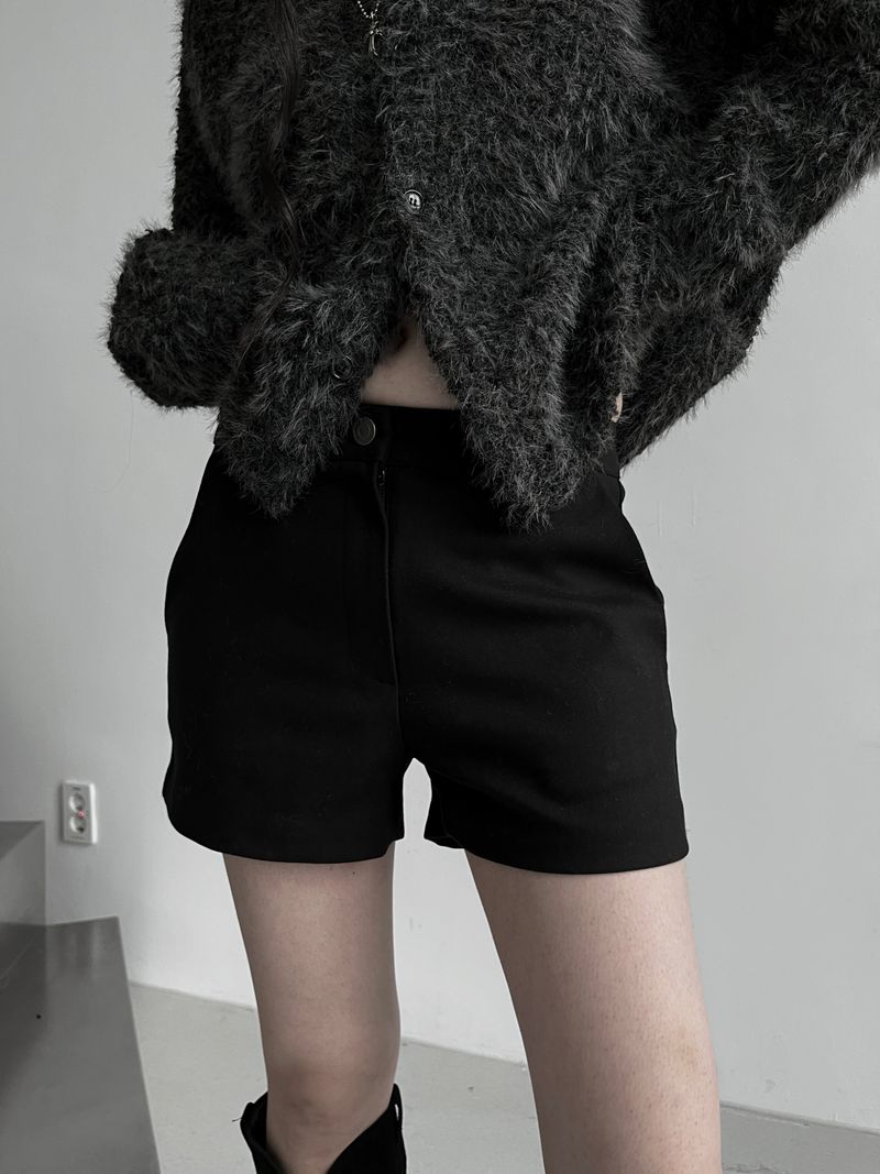 winter leather pocket short pants