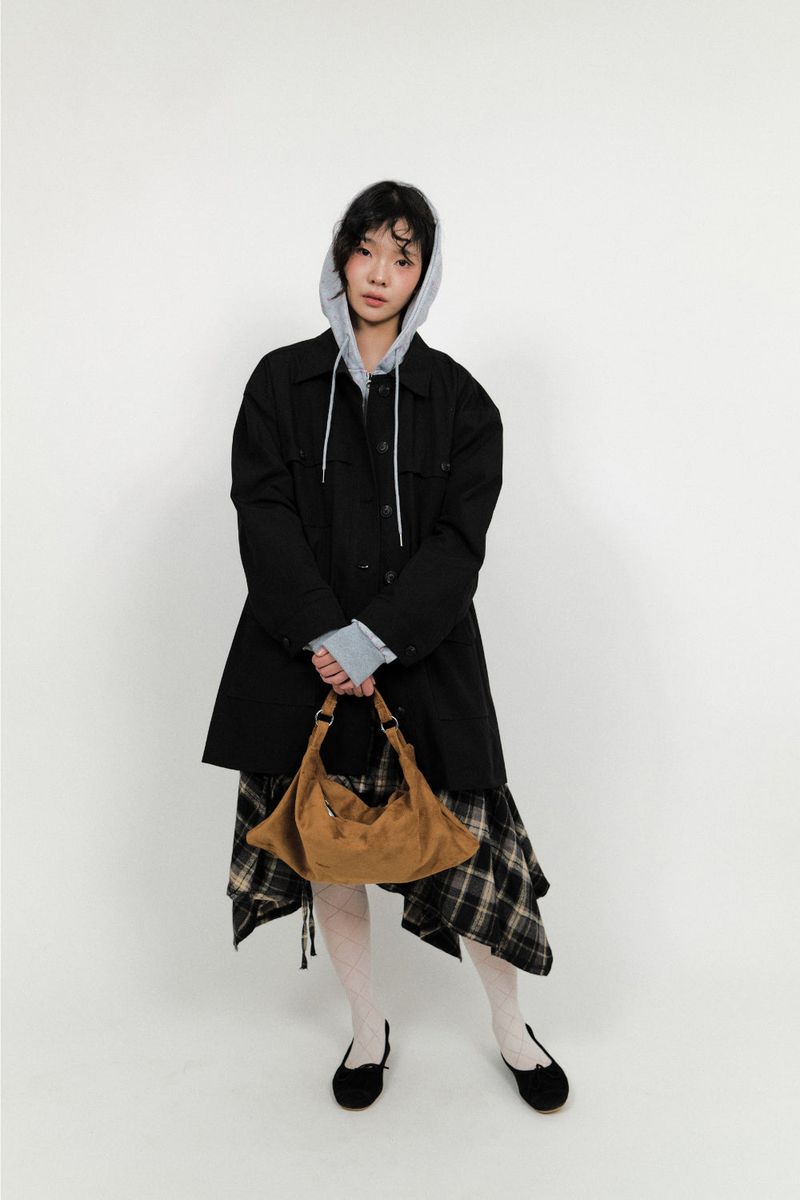 Single collar utility half coat (2color)