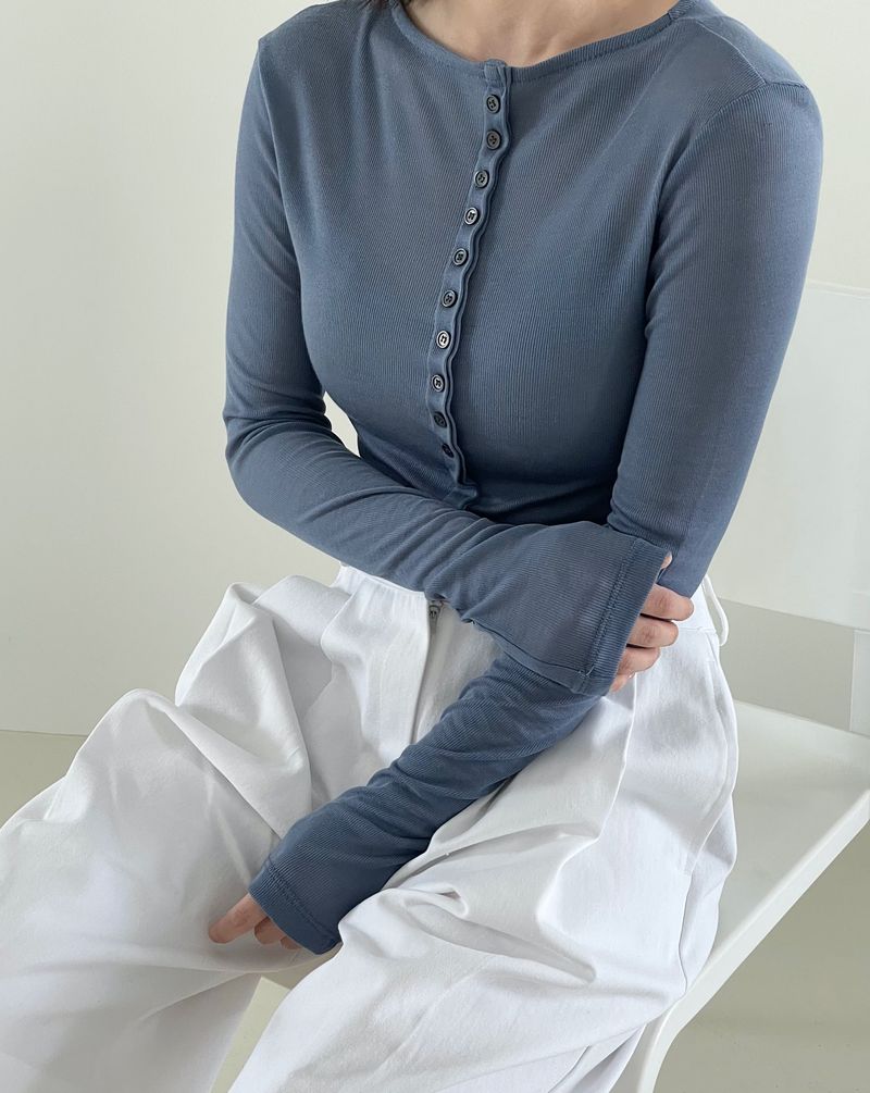 Fake button sleeve T