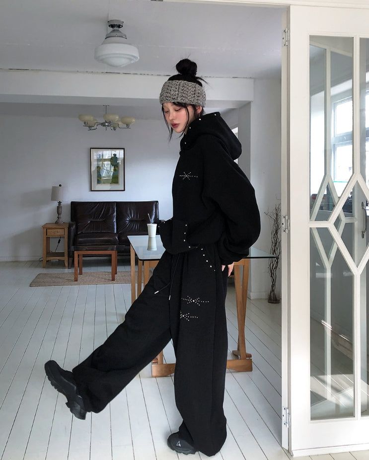 Glint Brushed Studded Hoodie