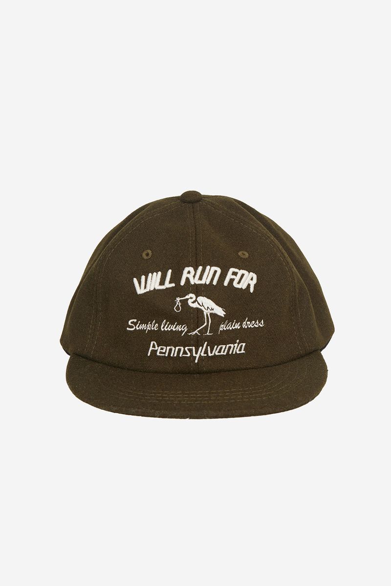 Bird embroidery wool flat cap