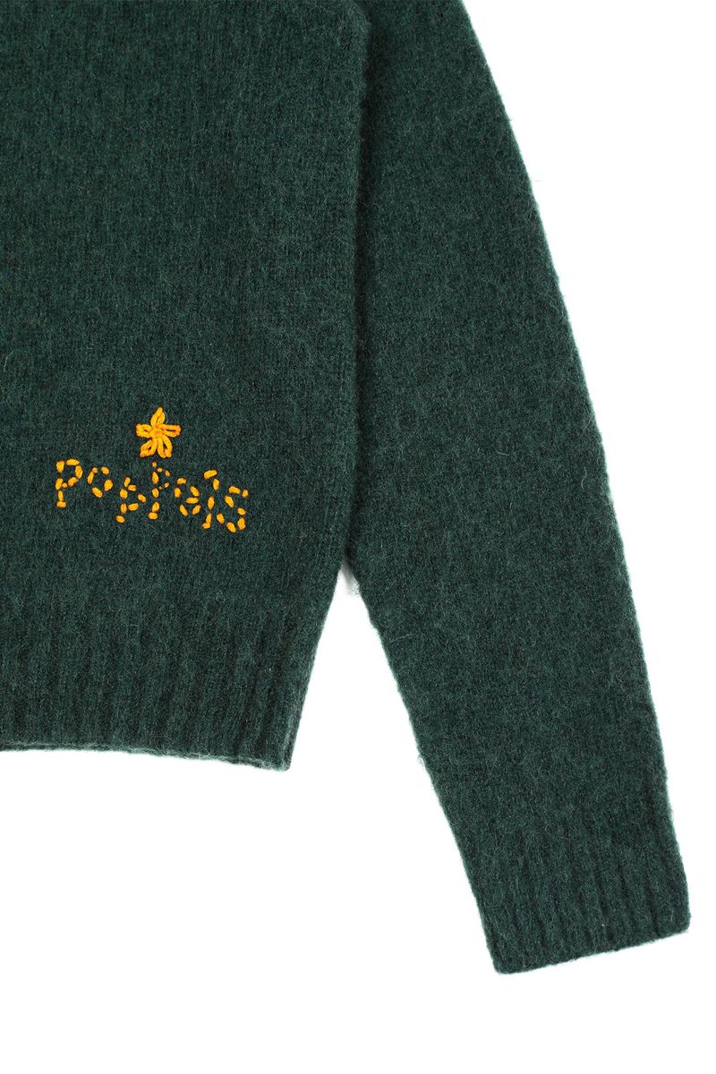 Lettering Shaggy dog Wool Knit [Deepgreen]