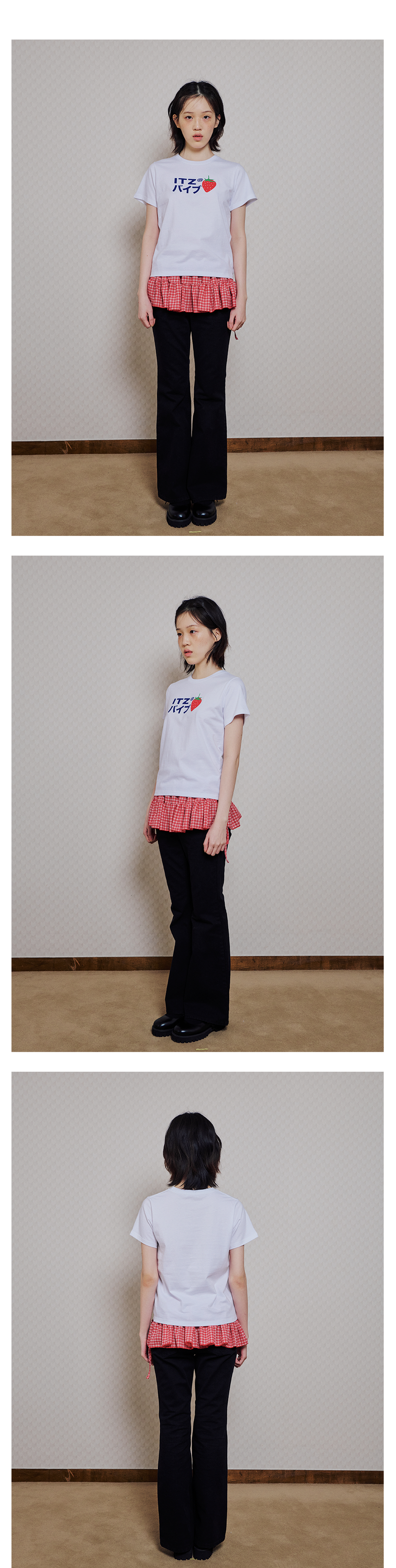 STRAWBERRY LOGO SLIM T SHIRT - WHITE