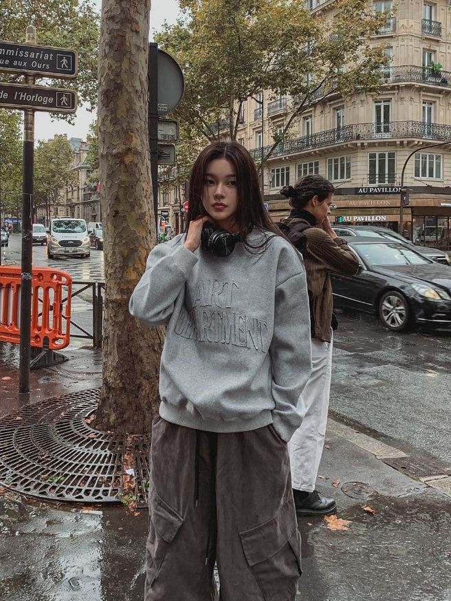 Art wool patch sweatshirt