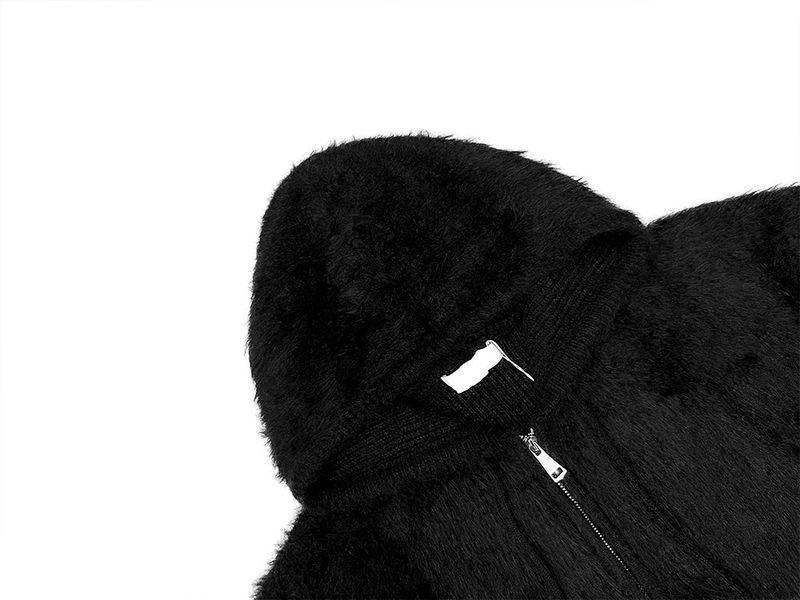 Shaggy Angora Knit Zip-Up