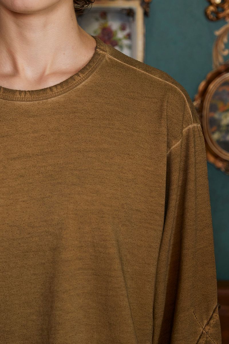 DYED ARGYLE LONG SLEEVE T SHIRT / OLIVE